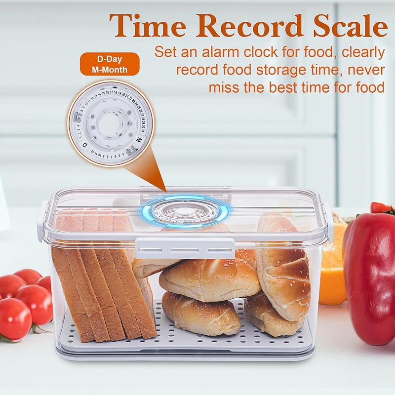 ANYPROLUS Bread Box for Homemade Bread Boxes for Kitchen Counter Airtight, Time Recording Bread Storage Container with Lid, Bread Containers Storage Airtight Loaf Bread Keeper, White - Image 4